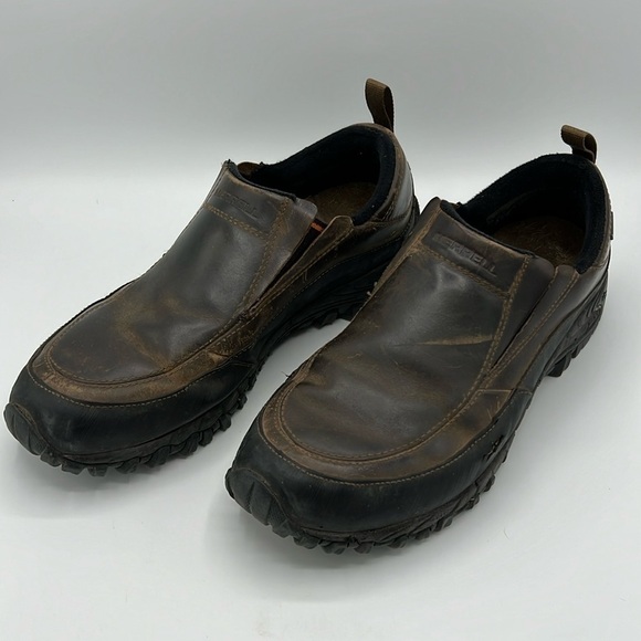 Merrell Other - MERRELL SIZE 12 DARK EARTH BROWN SLIP ON LEATHER MOC J39577